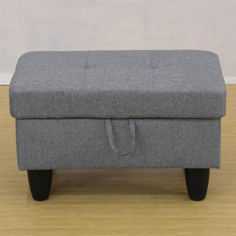 KISRAIS 28.5" Wide Upholstered Storage Ottoman