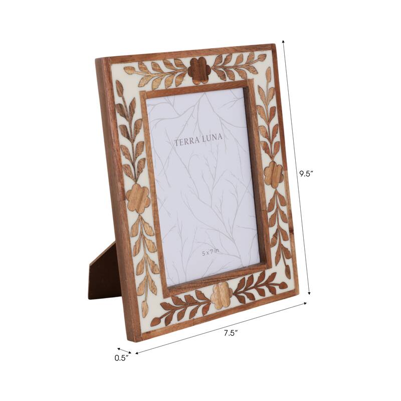 Wood Glass Decorative Photo Frame Handcrafted Boho for Home Display