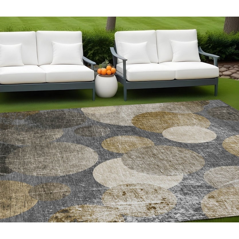 Vana Modern Art-Inspired Weather Resistant Blended Style Runner Outdoor Rug