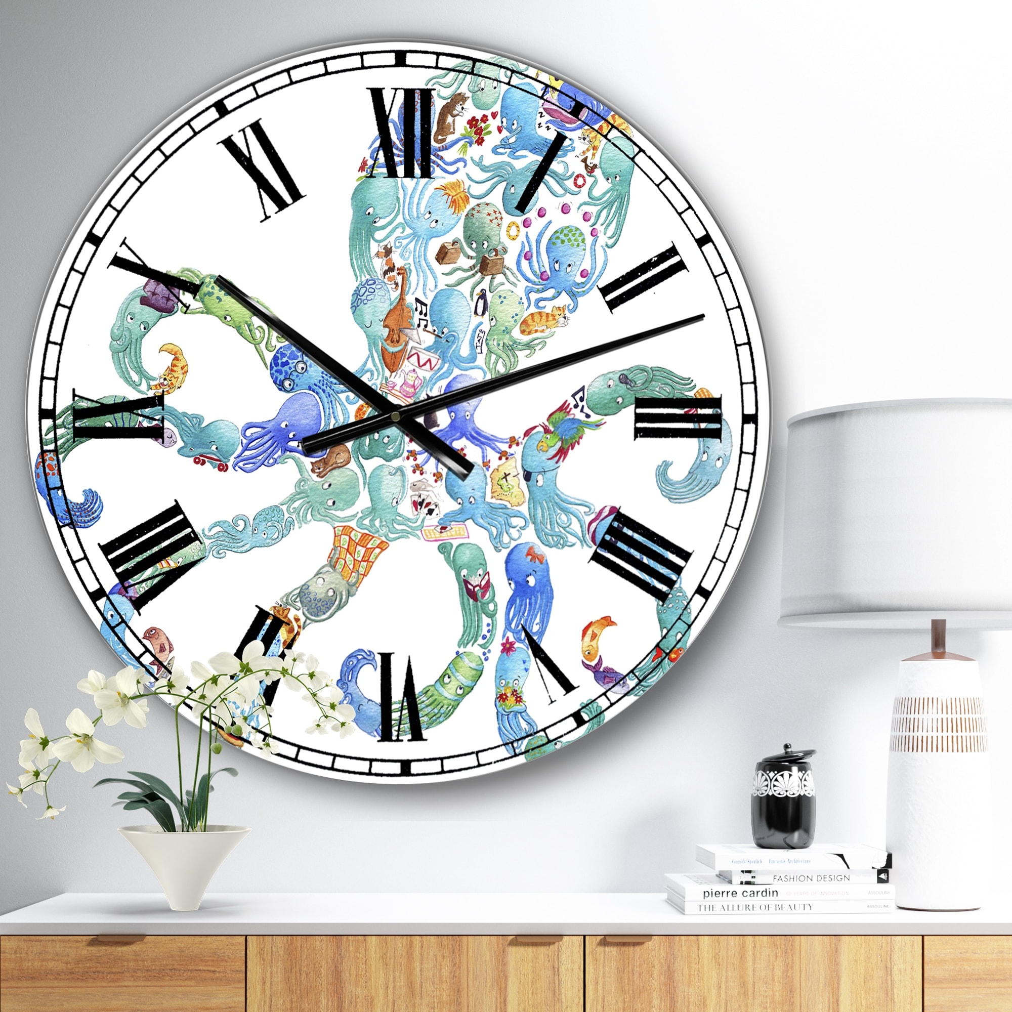 Designart 'Octopus Made Of Octopus' Large Nautical & Coastal Wall Clock
