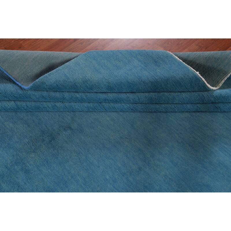 Hand Knotted Oriental 100% Wool Carpet Modern Solid Navy Blue & Blues Gabbeh Area Rug - 9' 9'' X 9' 9''