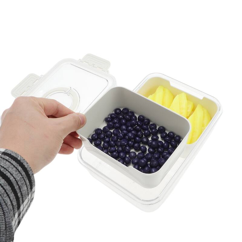 Rectangle Fridge Food Storage Containers 2 Compartment White Transparent 1 Set - White Transparent