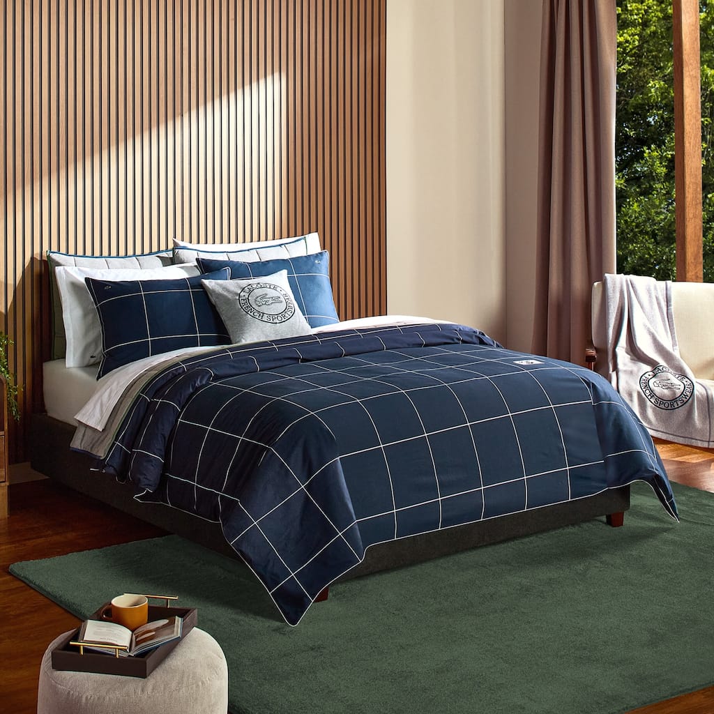 Lacoste Tennis Checks 215TC Brushed Cotton Twill 3-Piece Comforter Set