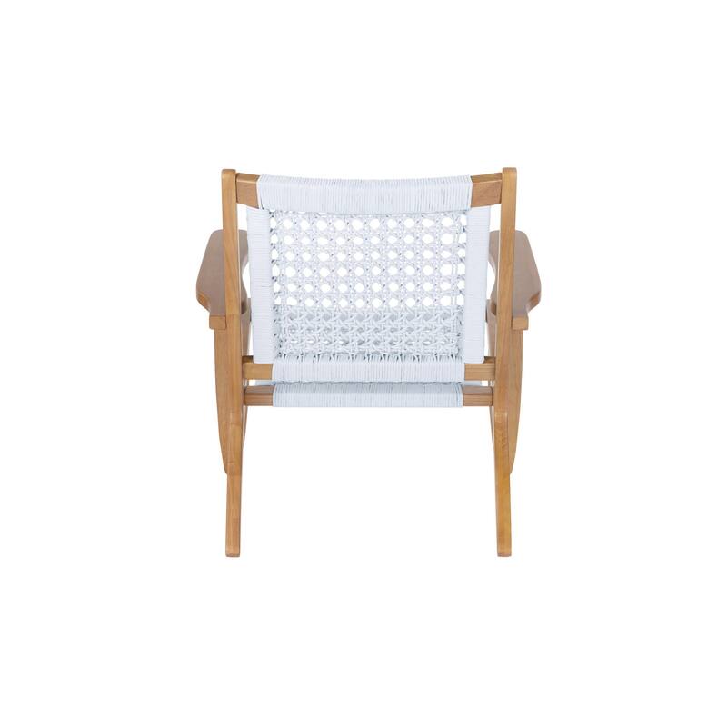 Heor 29 Inch Accent Chair, Hexagon Rope Woven Back, Seat, Brown, Gray