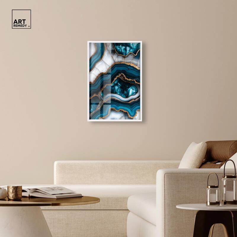 Teal Tectonic III Shadowbox by Art Remedy