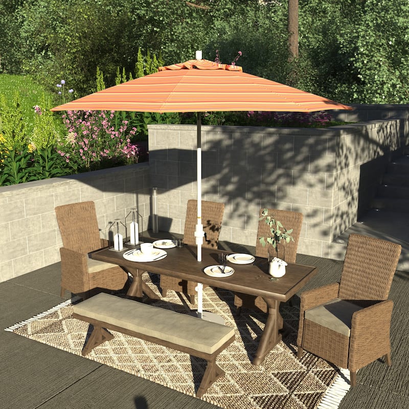 California Umbrella 9' Rd.Crank Lift, Collar Tilt, Aluminum Pole, Fiberglass Rib Patio Umbrella, White Finish, Sunbrella Fabric - Dolce Mango