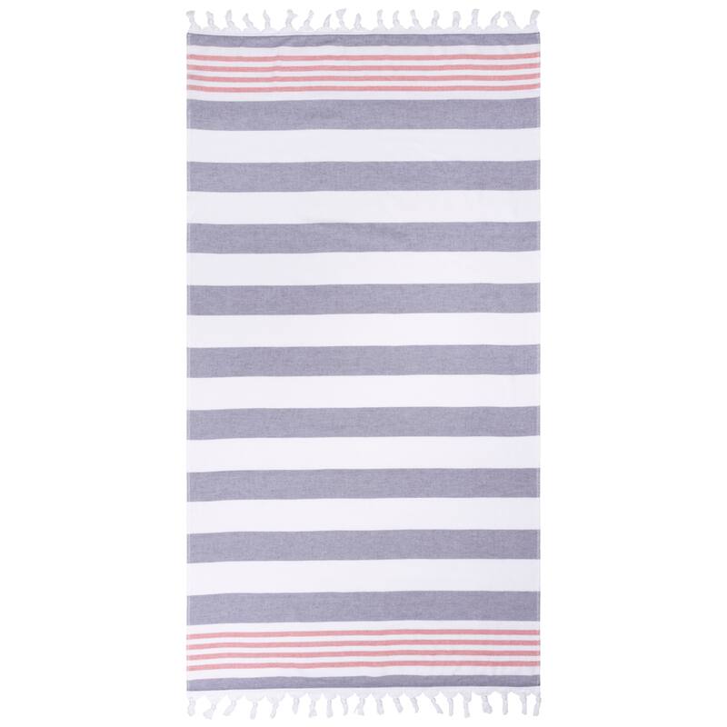 Superior Bahari Stripe Fouta Beach Towel with Tassels - 35" x 68"