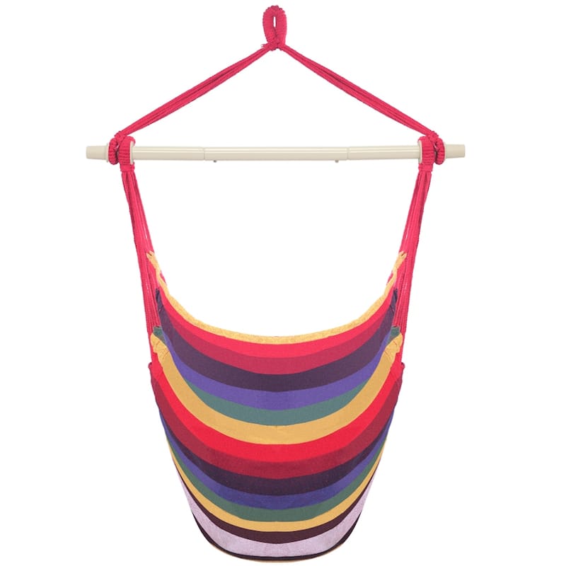 Distinctive Cotton Canvas Hanging Rope Chair with Pillows Rainbow - 14.56 x 14.56)" / (37 x 37)cm (L x W)