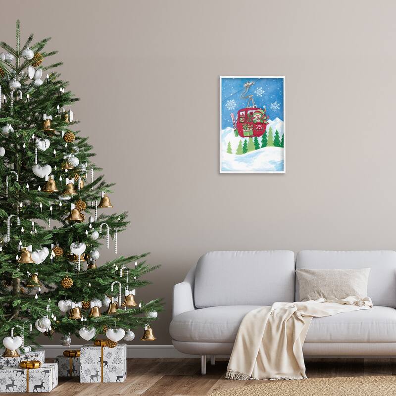 Stupell Snowman on Ski Lift Framed Giclee Art Design By Diane Kater