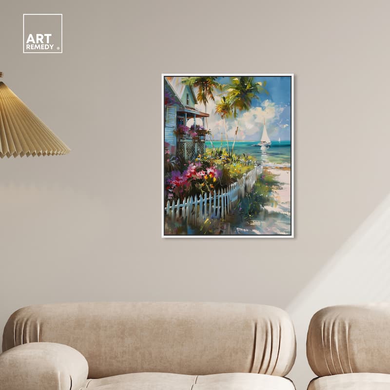 Art Remedy Local Beach House Framed Colorful Coastal 1 Piece Canvas Wall Art