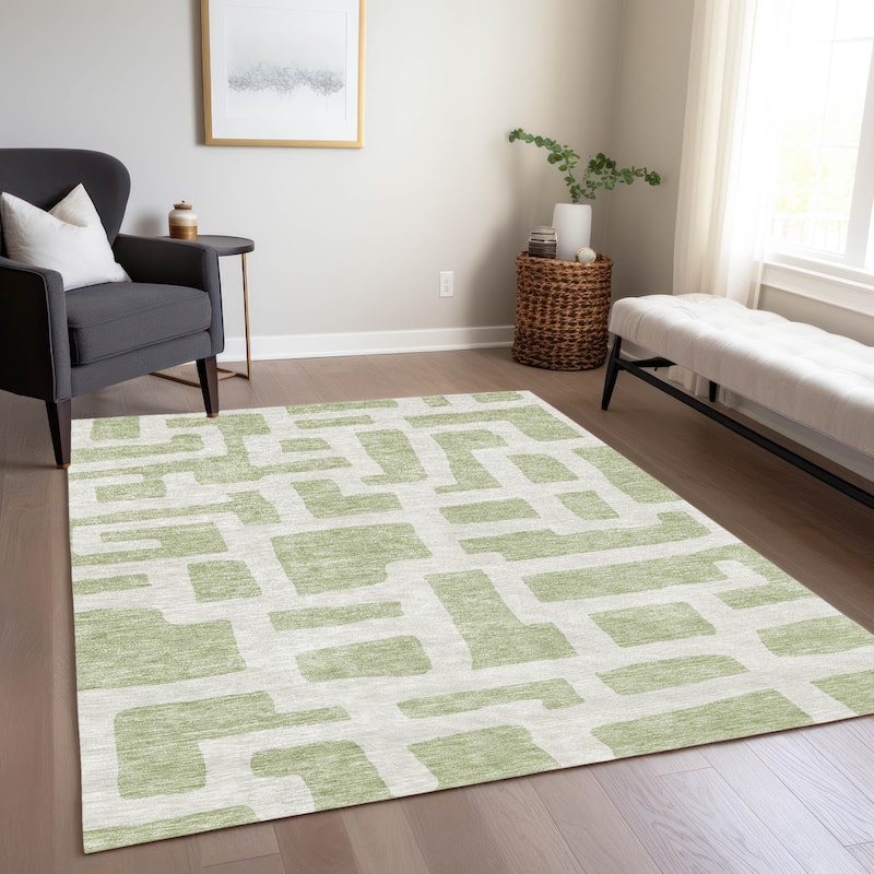 Machine Washable Indoor/ Outdoor Chantille Contemporary Geo Rug