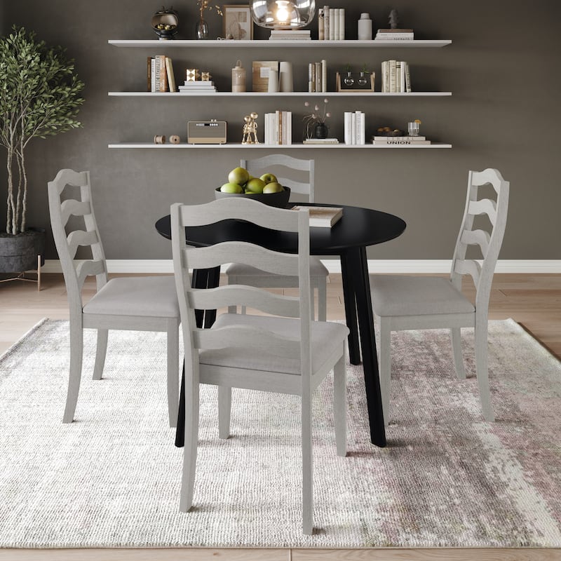 CraftPorch Sophistique 4-Piece Chair and Round Table Wooden Dining Set