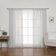 preview thumbnail 9 of 39, Aurora Home Textured Faux Linen Romantic Tie Top Curtain Panel Pair 52 X 84 - Light grey