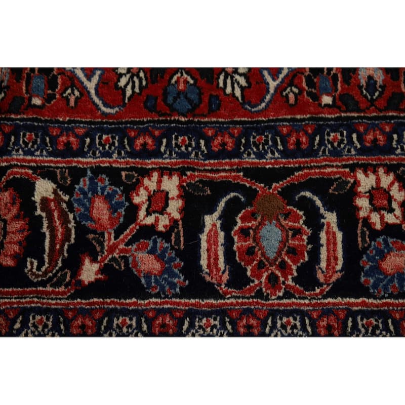 Vegetable Dye Floral Mashad Antique Persian Wool Carpet - 6'7" x 10'2"