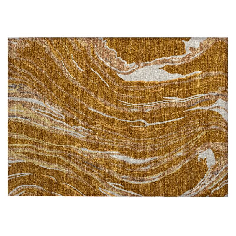Machine Washable Indoor/ Outdoor Modern Wave Chantille Rug