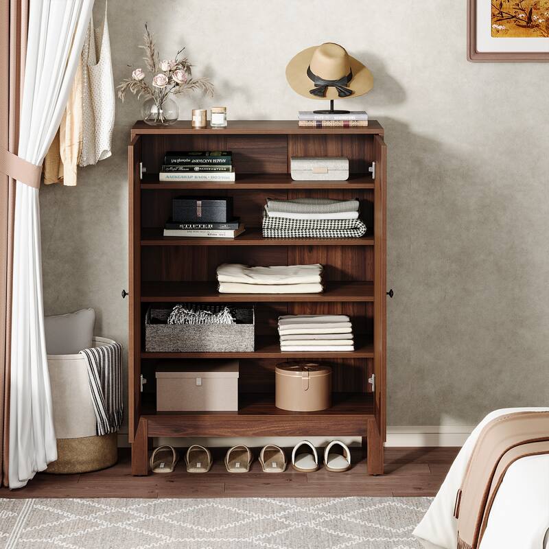 6-Tier Shoe Cabinet with Doors and Adjustable Shelves for Entryway