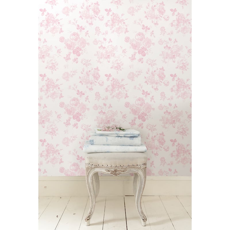 LoveShackFancy Everblooming Rosettes Faded Primrose Peel and Stick Wallpaper