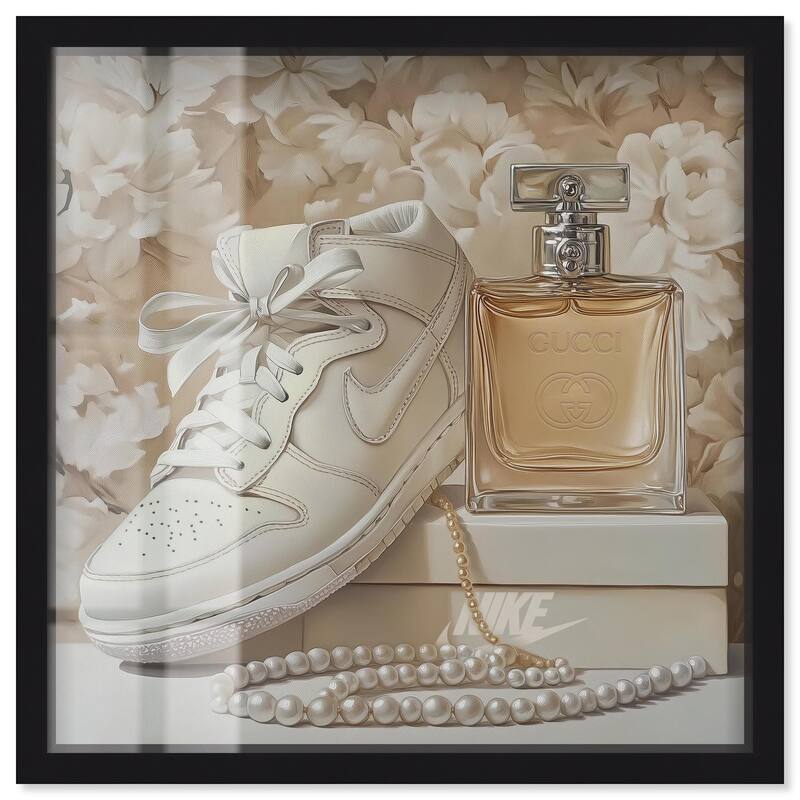 White Sneakers and Pearls Shadowbox by Art Remedy - Black - 12" x 12"