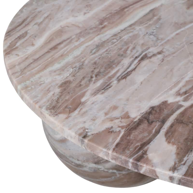 Marble Coffee Table Modern Round Sculptural Sphere Feet - 15" Brown - 40.0"