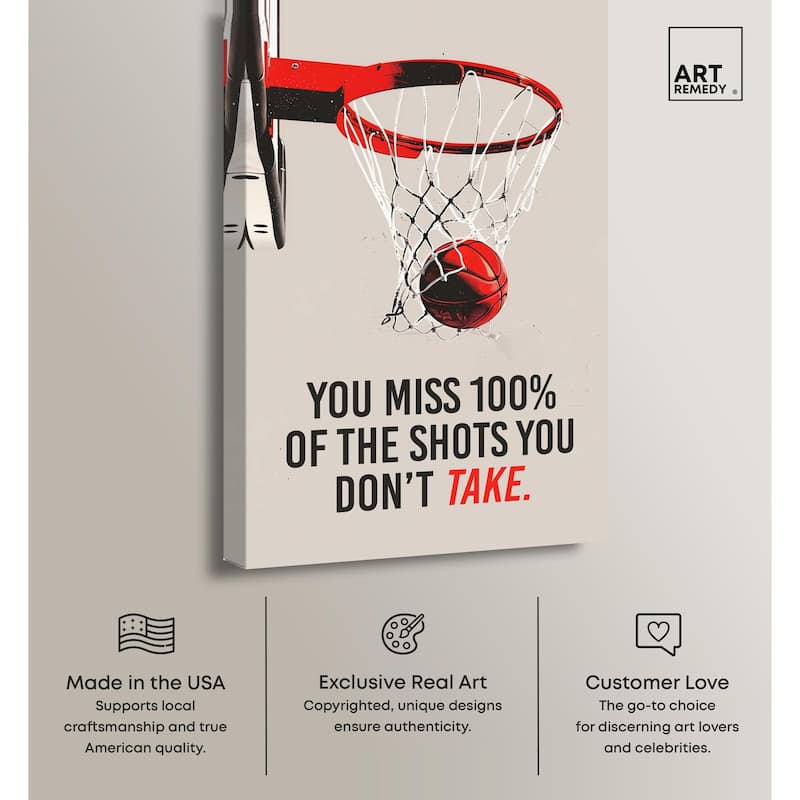 The Shots You Take Hoop Canvas by Art Remedy, Gallery Wrapped