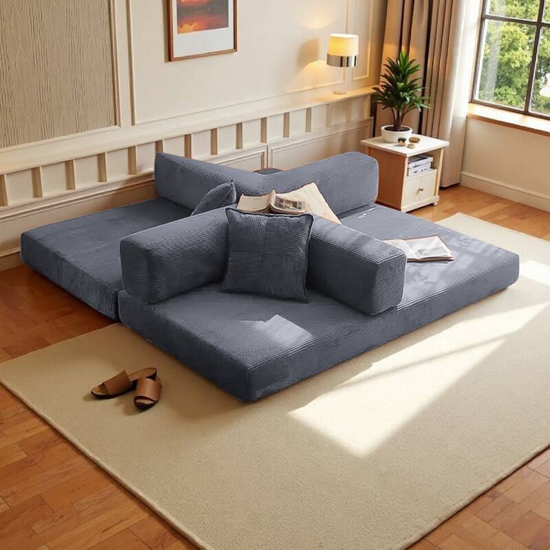 2-in-1 Convertible Modular Sofa Bed, Memory Foam Mattress, No Assembly, Space-Saving for Living Room, Bedroom