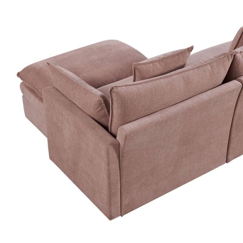 108.66" L-Shaped 4-Seat Sectional Sofa with Convertible Chaise and Ottoman, Spacious Cloud Couch Design