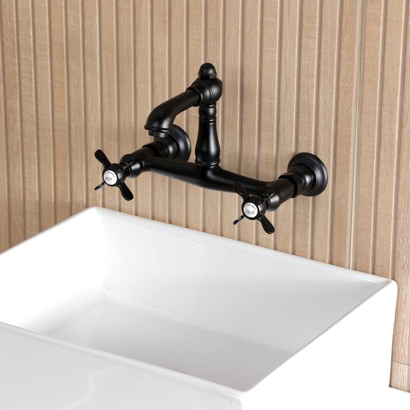 Kingston Brass Essex Two-Handle 2-Hole Wall Mount Bathroom Faucet
