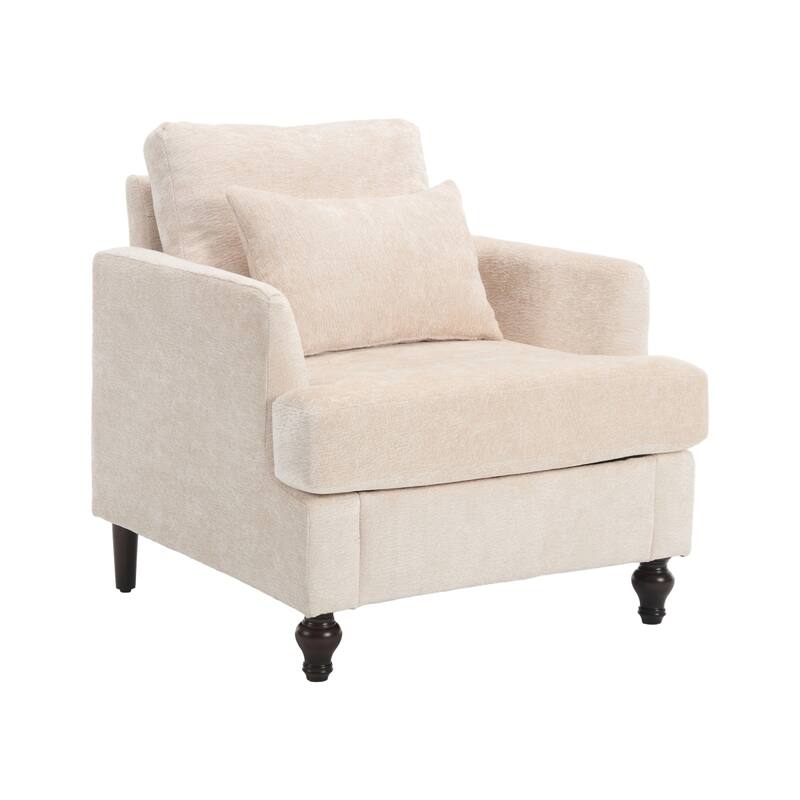 Mid Century Accent Chair with Wood Frame, Modern Upholstered Lounge Reading Chair Armchair, Comfy Single Sofa Chair Club Chair