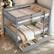 preview thumbnail 16 of 20, Elegance Full over Full Wood Bunk Bed with Convertible into 2 Full Beds with 2 Drawers, Ladder and Safety Guardrails Grey