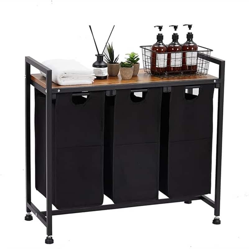 3 X 36L Laundry Bags 2 Tier Adjustable Storage Shelf - 33.2"L x 13"W x 28.4"H