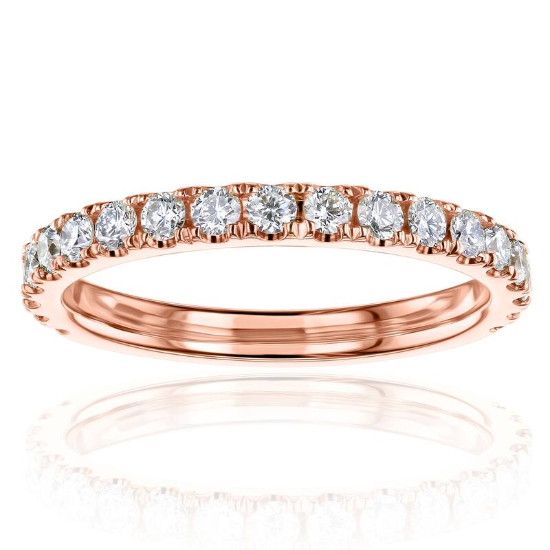 Kobelli Signature Collection Bold Series 0.5 Carat Lab Grown Diamond Solid 14k Gold Half Eternity Ring - Rose - 8.5