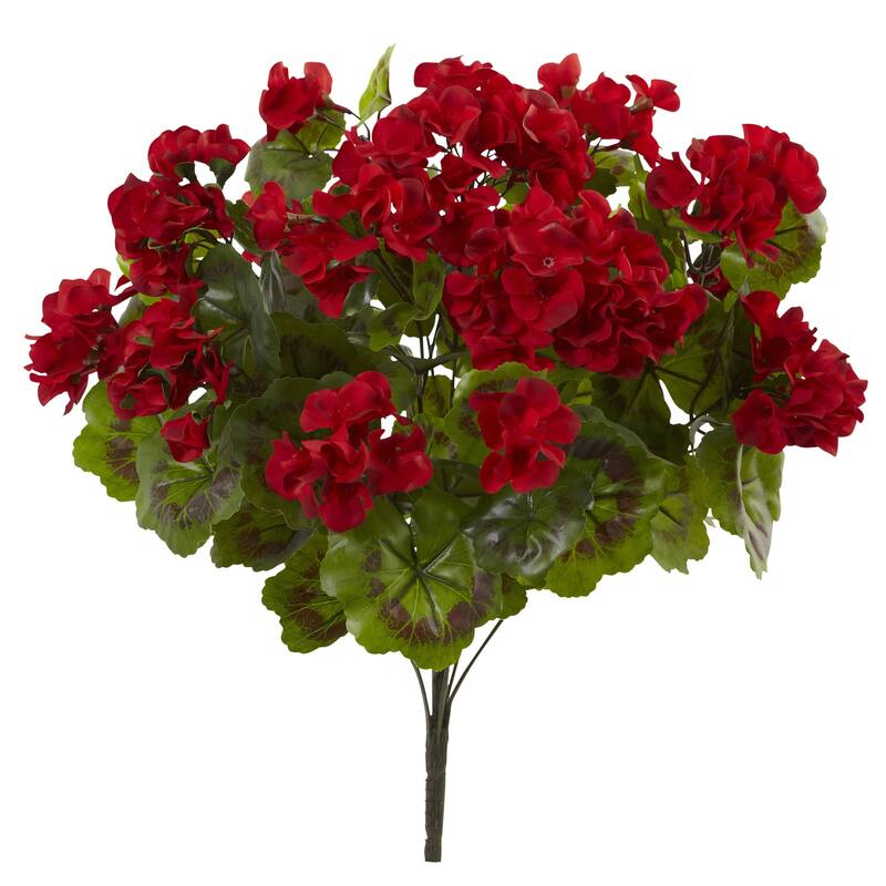 Set of 3 Geranium Outdoor Artificial Bushes 19"