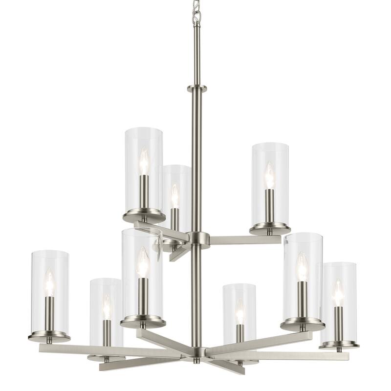 Kichler Lighting Crosby 32.5 in. 9-Light Clear Glass 2-Tier Chandelier