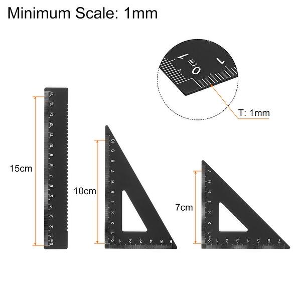Geometry Set Metric Measure Laser Engraving Aluminum Ruler Metal Ruler ...