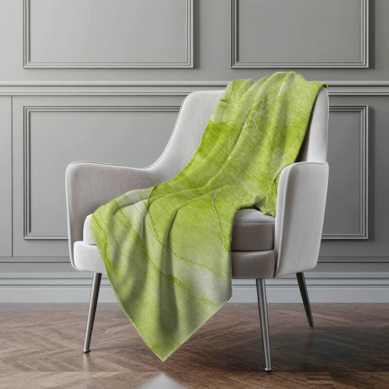 Premium Machine Washable Modern Abstract Sherpa Throw Blanket - Green - 4'2" x 5'10"
