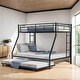 preview thumbnail 2 of 20, Twin over Full Bunk Bed with Twin Size Trundle, 2-Side Ladders and Sturdy Steel Frame