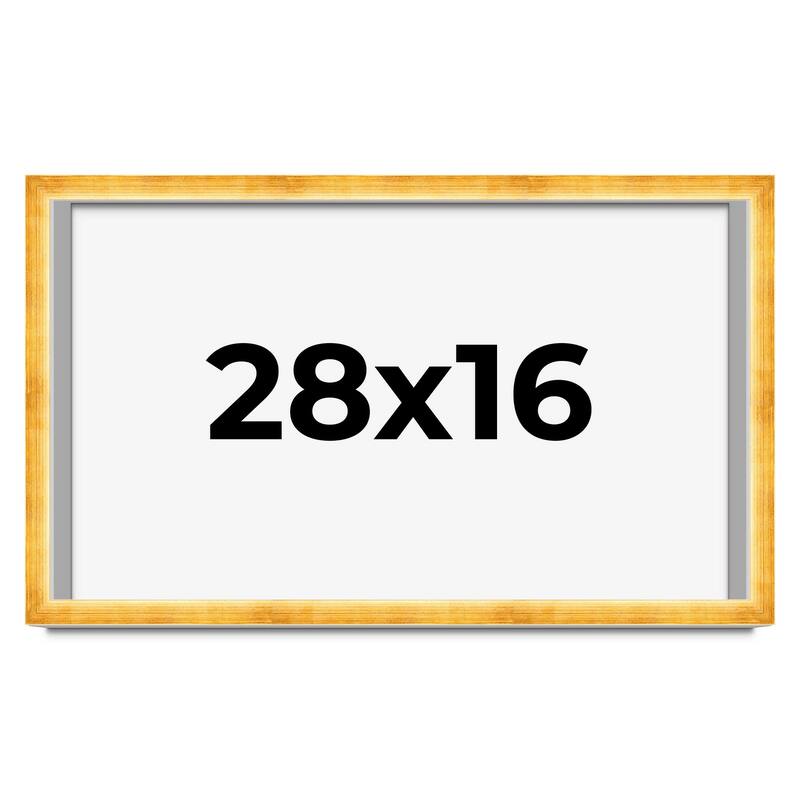 28x16 Shadow Box Frame Gold | 1.625 Inches Deep Real Wood Traditional