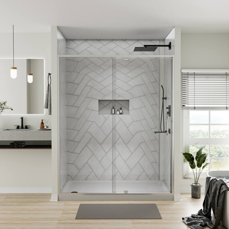 56-60" Bathtub Pivot Shower Screen Door - 60''x 71''