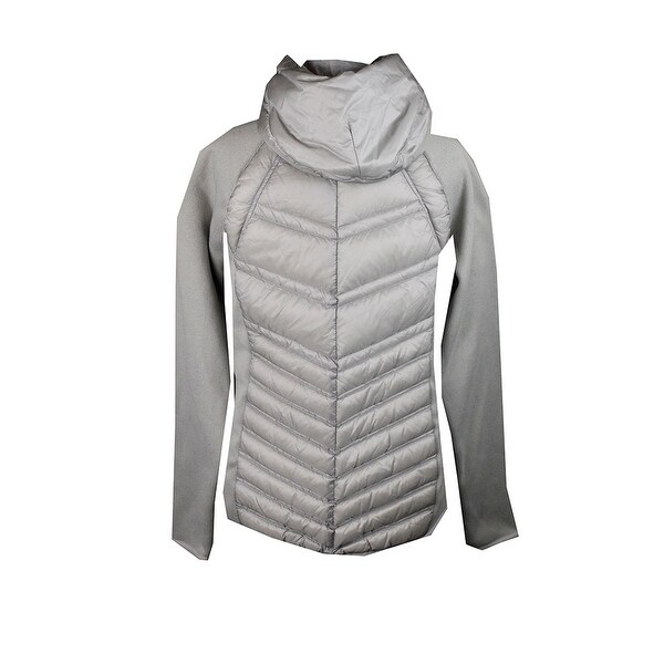 puffer jacket with knit sleeves