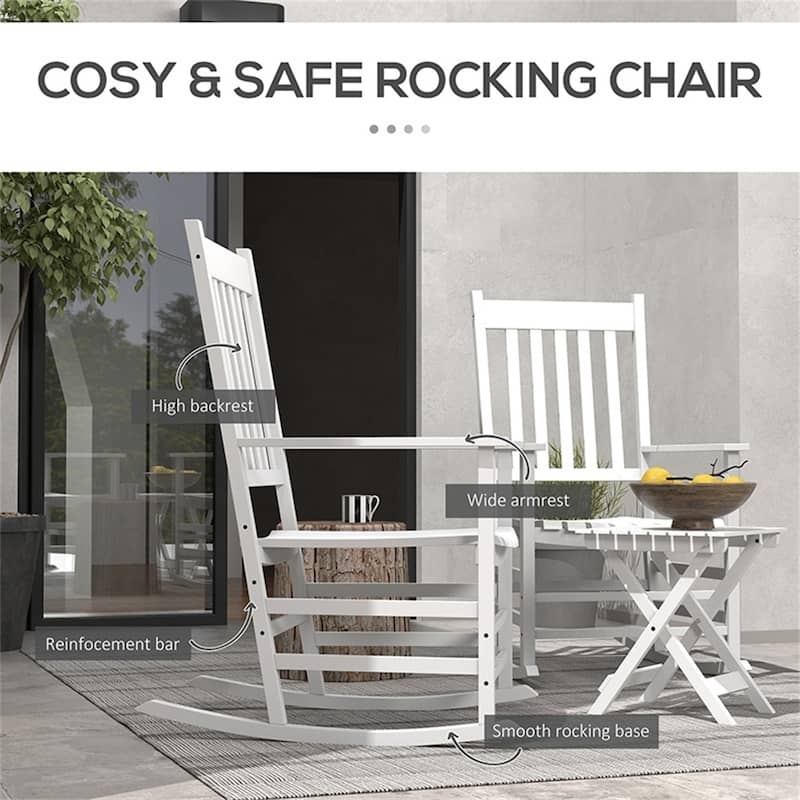Poplar Rocking Chair Set with Side Table Outdoor - 27.25" W x 33.75" D x 45.25" H