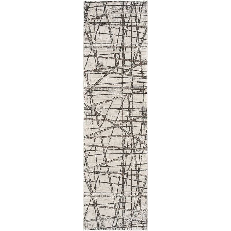 Nourison Desire Indoor Silver Abstract Area Rug - 2' 3" x 7' 6" - Grey/Silver - Runner