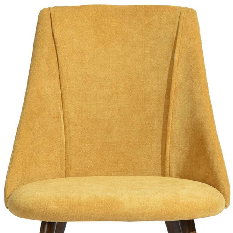 HomeRoots Set of Two Yellow and Brown Upholstered Fabric Dining Side Chairs - 19.70 in. x 32.70 in. x 20.50 in.