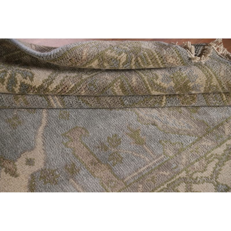 Blue All-Over Oushak Oriental Runner Rug Handmade Wool Carpet - 4'1" x 19'3"