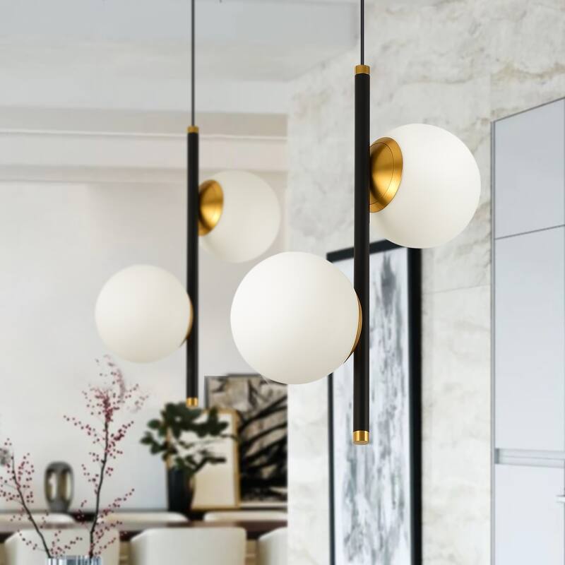 VONN Lighting Capri VCP2202BL 11" 2-Light ETL Certified Integrated LED Black Pendant Light Fixture with Glass Shades