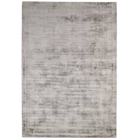 One of a Kind Hand-Woven Modern 5' x 8' Solid Silk Brown Rug - 5' x 7'