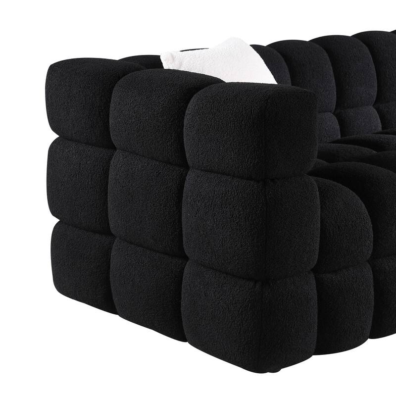84.3" Boucle Marshmallow Sofa - 3-Seater with 35.8" Deep Seat, Ergonomic Design for US Homes and 2 Pillows