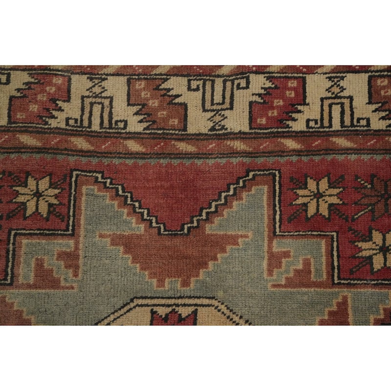 Hand Knotted Oriental 100% Wool Carpet Traditional Geometric Red Kazak Area Rug - 6' 4'' X 3' 9''