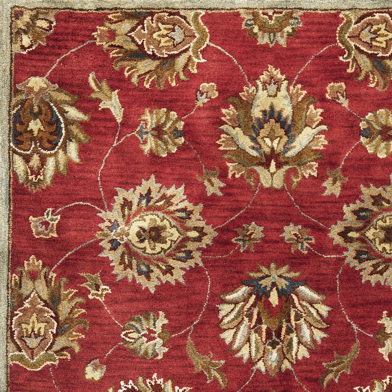 HomeRoots 3' X 5' Red Hand Tufted Wool Traditional Floral Indoor Area Rug - 3' x 5'