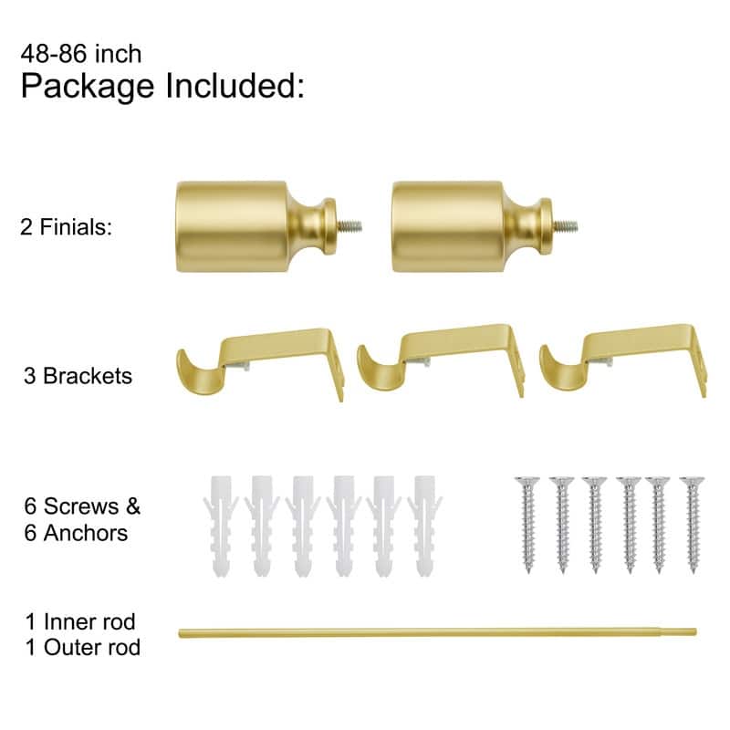 UTOPIA ALLEY 3/4 Inch Curtain Rod - Curtain Rods For Windows 48 to 86 Inch, Adjustable Drapery Rods