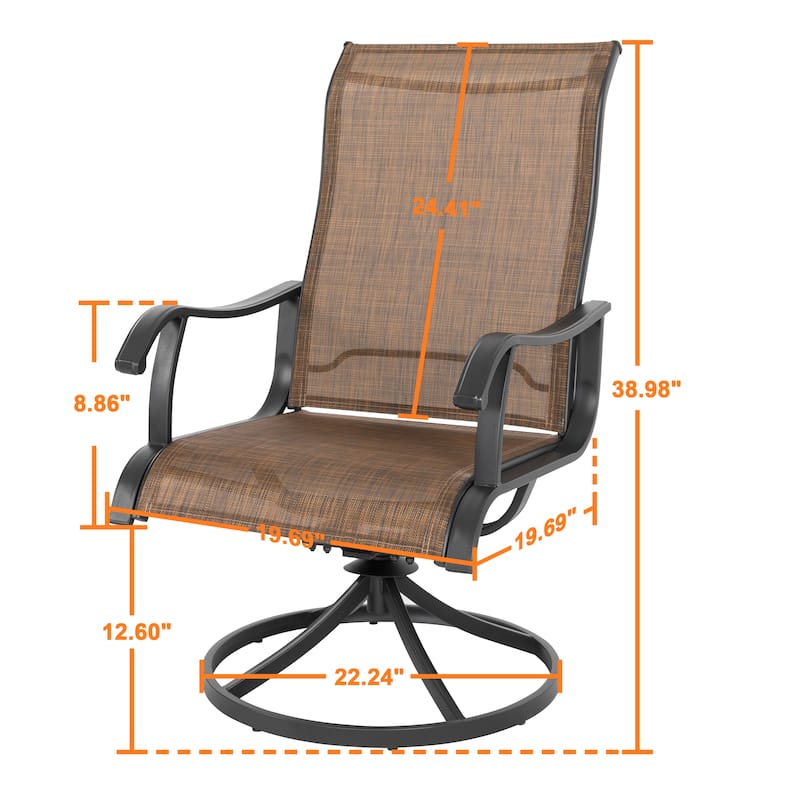Nuu Garden 4-Piece Outdoor Textilene Swivel Dining Chairs - Swivel Chairs